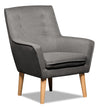 Fauteuil d'appoint Arni en tissu d'apparence lin - gris foncé