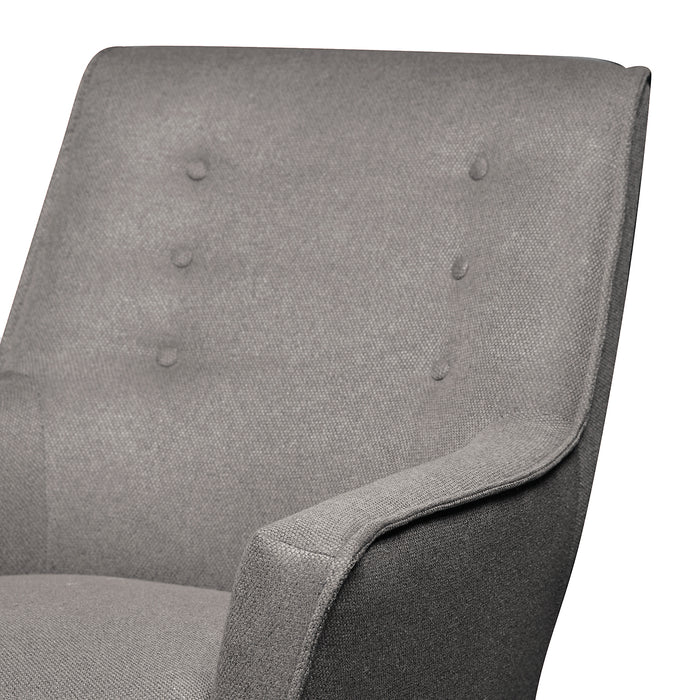 Fauteuil d’appoint Arni de 28 po en tissu d’apparence lin avec pattes en bois - gris foncé
