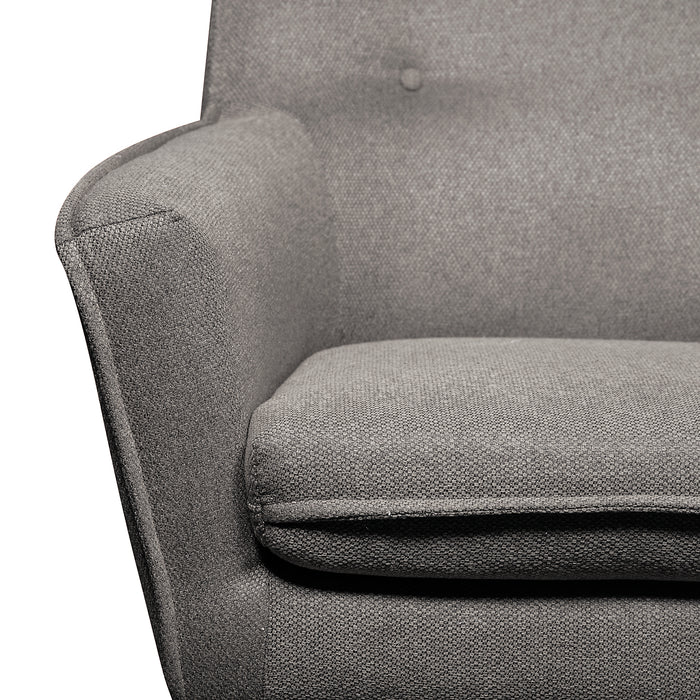 Fauteuil d’appoint Arni de 28 po en tissu d’apparence lin avec pattes en bois - gris foncé