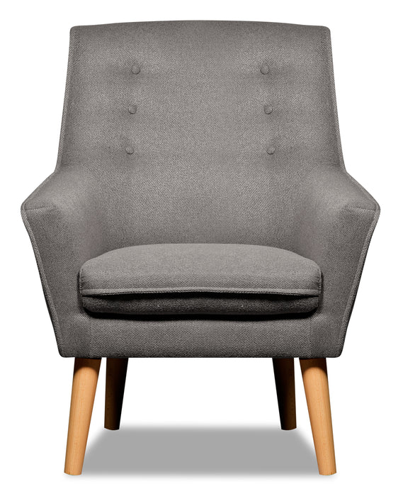 Fauteuil d’appoint Arni de 28 po en tissu d’apparence lin avec pattes en bois - gris foncé