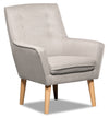 Fauteuil d’appoint Arni de 28 po en tissu d’apparence lin avec pattes en bois - gris