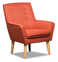  Fauteuil d’appoint Arni de 28 po en tissu d’apparence lin avec pattes en bois - orange