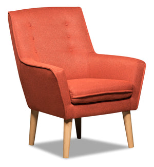 Fauteuil d’appoint Arni de 28 po en tissu d’apparence lin avec pattes en bois - orange