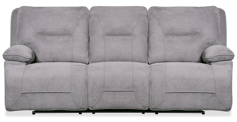 Beau Faux Suede Power Reclining Sofa - Grey - {Contemporary} style Sofa in Grey {Plywood}, {Solid Woods}