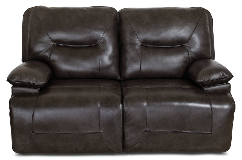 Beau Genuine Leather Power Reclining Loveseat – Grey - Contemporary style Loveseat in Grey