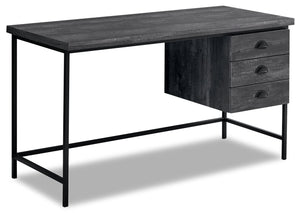 Bureau Blake de 55,25 po d’apparence bois recyclé à 3 tiroirs - noir