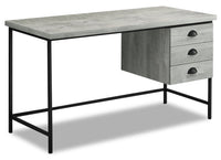 Bureau Blake de 55,25 po d’apparence bois recyclé à 3 tiroirs - gris