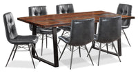 Ensemble de salle à manger Bowery 7 pièces en sheesham et en métal avec table de 80 po (L) et 6 chaises Avis - brun