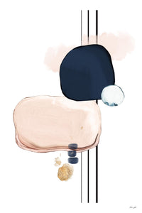 Œuvre d’art murale Giant Art « Abstract Study Blush And Navy Blue » 72 x 48