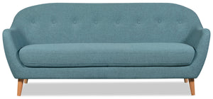 Sofa Calla en tissu d'apparence lin - bleu