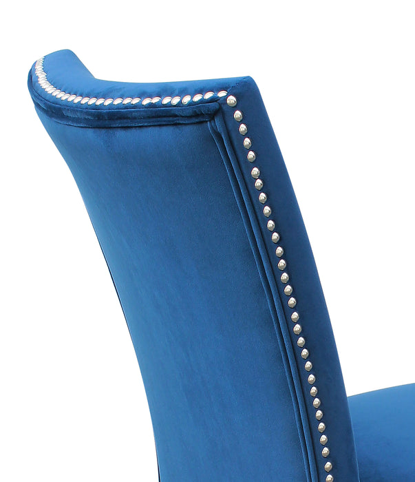 Ensemble de salle à manger Cami 5 pièces avec table de 70 po (L) avec dessus en marbre véritable et 4 chaises bleues 