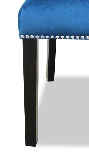 Chaise de salle à manger Cami en tissu de velours - bleue