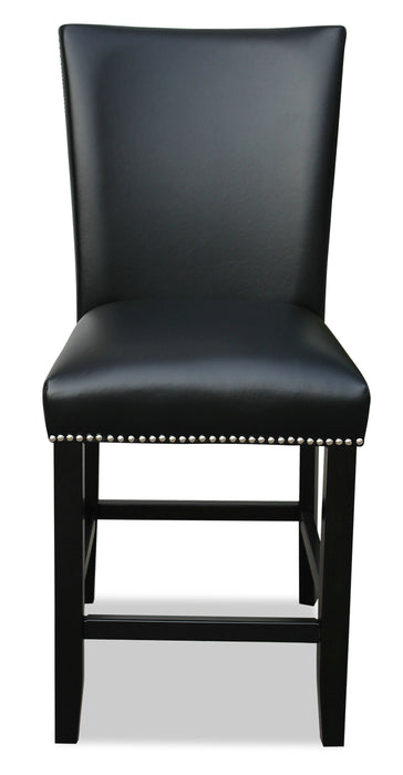Chaise de salle à manger Cami de hauteur comptoir en tissu en similicuir - noire