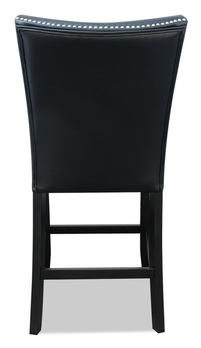 Chaise de salle à manger Cami de hauteur comptoir en tissu en similicuir - noire