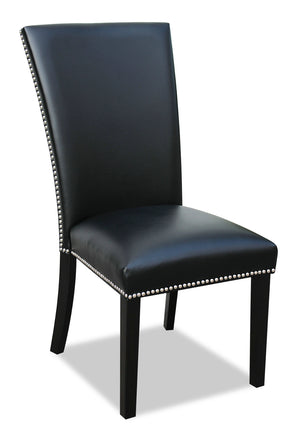 Chaise de salle à manger Cami en tissu en similicuir - noire