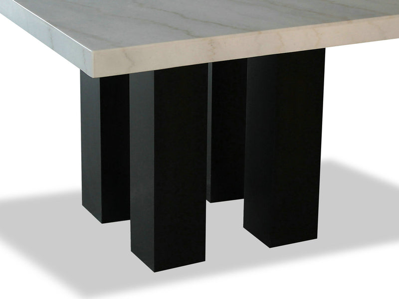 Ensemble de salle à manger Cami 5 pièces de hauteur comptoir avec table carrée de 54 po (L) avec dessus en marbre véritable et 4 chaises grises