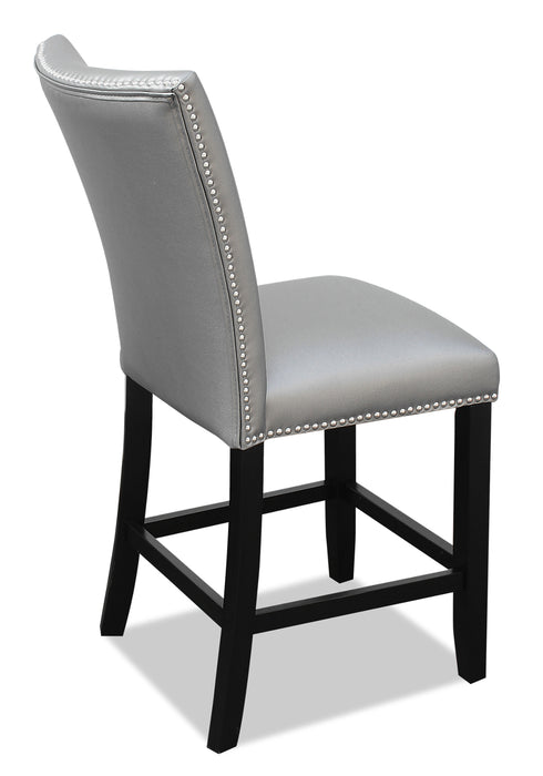 Chaise de salle à manger Cami de hauteur comptoir en tissu en similicuir - grise
