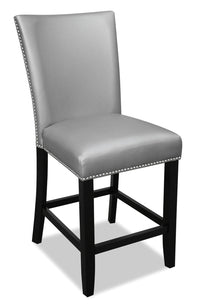  Chaise de salle à manger Cami de hauteur comptoir en tissu en similicuir - grise