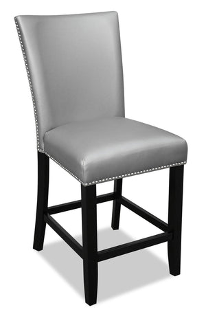 Chaise de salle à manger Cami de hauteur comptoir en tissu en similicuir - grise