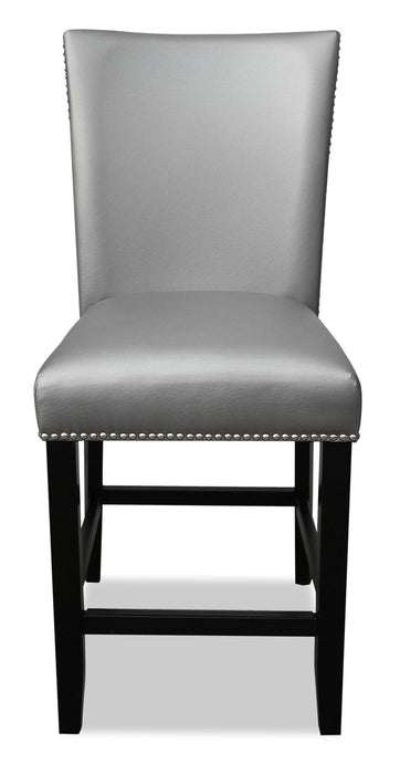 Chaise de salle à manger Cami de hauteur comptoir en tissu en similicuir - grise