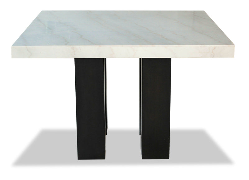 Table de salle à manger carrée Cami de 54 po (L) de hauteur comptoir avec dessus en marbre véritable - blanche