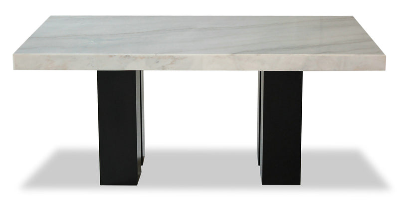 Table de salle à manger Cami de 70 po (L) avec dessus en marbre véritable - blanche