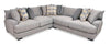 Sofa sectionnel Carey 3 pièces en tissu d'apparence lin - brouillard
