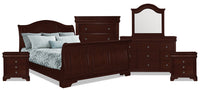 Ensemble de chambre à coucher Carmen 8 pièces avec grand lit - cerisier