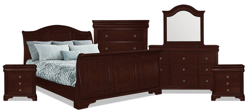 Ensemble de chambre à coucher Carmen 8 pièces avec grand lit - cerisier
