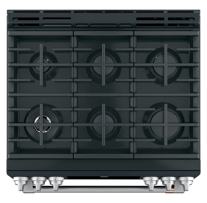 Cuisinière intelligente hybride Café de 5,7 pi³ avec convection européenne véritable et grilles autonettoyantes - noir mat - CC2S900P3MD1