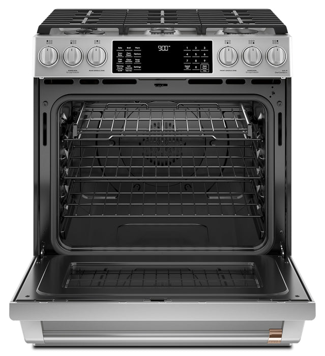Cuisinière intelligente hybride Café de 5,7 pi³ avec convection européenne véritable et grilles autonettoyantes - acier inoxydable - CC2S900P2MS1
