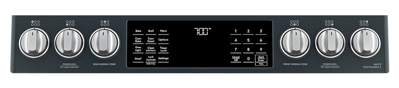 Cuisinière intelligente à gaz Café de 5,6 pi³ avec convection européenne véritable et grilles autonettoyantes - noir mat - CCGS700P3MD1