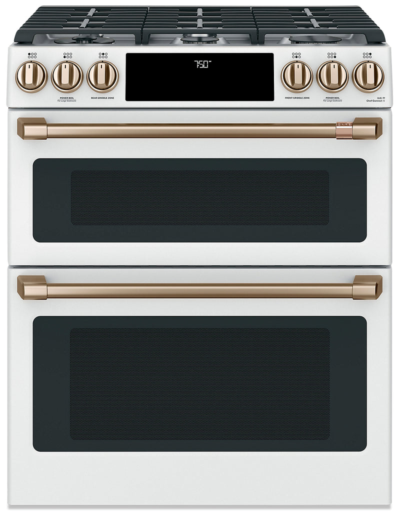 Café Slide-In Double-Oven Gas Range with Convection - CCGS750P4MW2 - Gas Range in Matte White