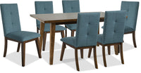 Ensemble de salle à manger Chelsea 7 pièces avec chaises turquoise