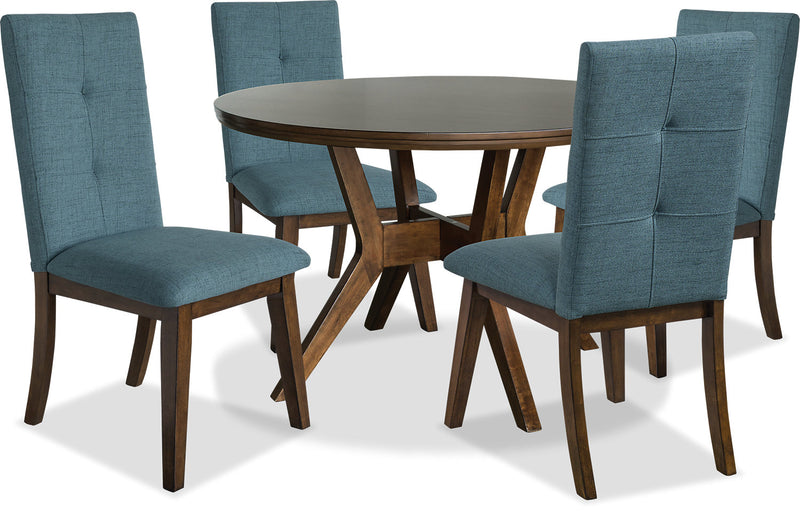 Chelsea 5-Piece Round Dining Table Package with Aqua Chairs - {Contemporary} style Dining Room Set