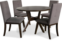 Ensemble de salle à manger Chelsea 5 pièces avec table ronde et chaises brunes