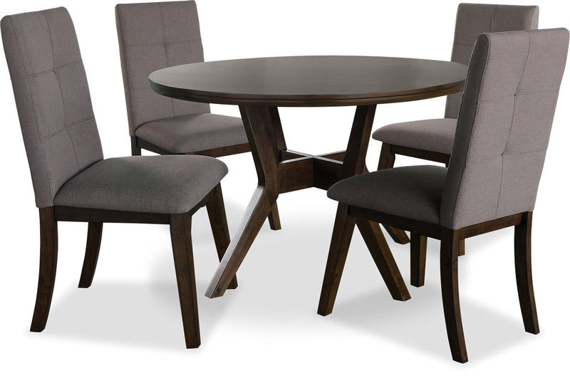 Chelsea 5-Piece Round Dining Table Package with Brown Chairs - {Contemporary} style Dining Room Set