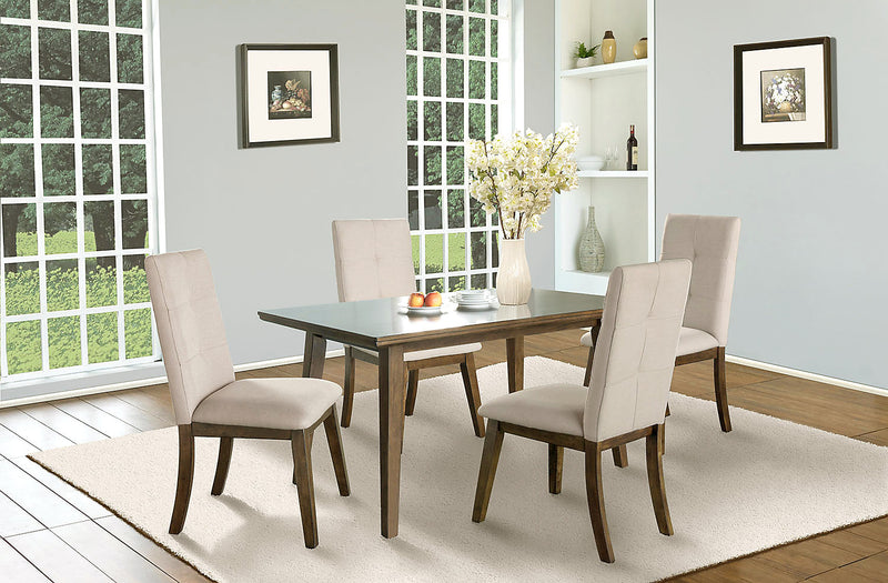 Ensemble de salle à manger Chelsea 5 pièces avec table de 60 po (L) et 4 chaises taupe - brun noyer