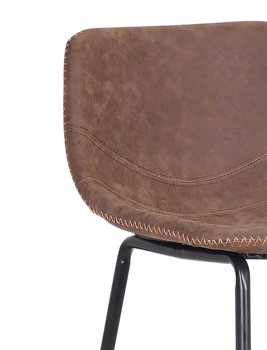 Tabouret bar Coty en tissu de cuir végétalien et en métal - brun
