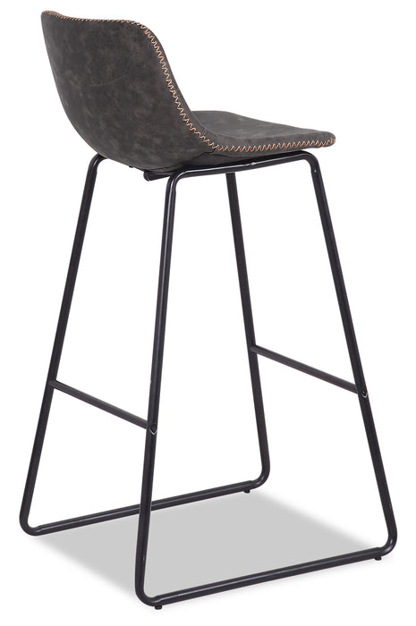 Tabouret bar Coty en tissu de cuir végétalien et en métal - gris