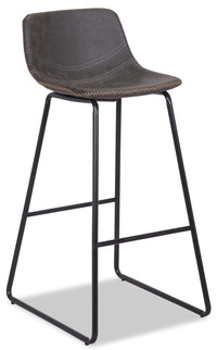 Tabouret 30 po bar Coty en tissu de cuir végétalien et en métal - gris