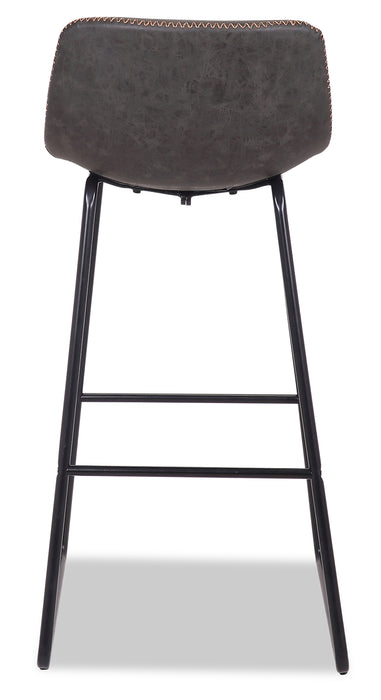 Tabouret bar Coty en tissu de cuir végétalien et en métal - gris