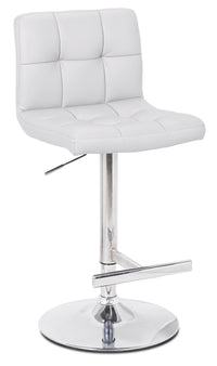 Tabouret 24-33 po bar Cruz en tissu de cuir végétalien et en métal avec siège pivotant et réglable - blanc