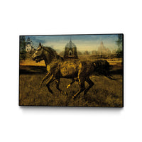 Œuvre d’art murale sur toile encadrée noire « 2 Horses » 36 x 24