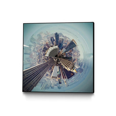 "City Center I" Canvas Framed Black 20x20 Wall Art