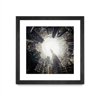 "City Center Ii" Matted and Framed Black 30x30 Wall Art