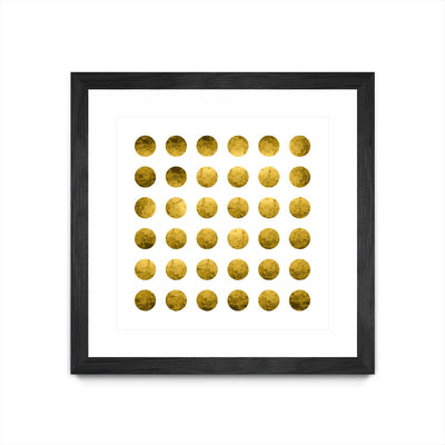 "Golden Spots White" Matted and Framed Black 30x30 Wall Art
