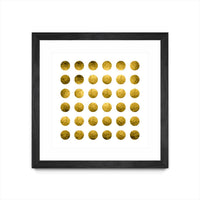 Œuvre d’art murale encadrée noire et mate « Golden Spots White » 36 x 36