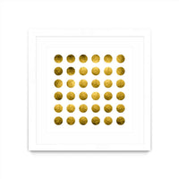 Œuvre d’art murale encadrée blanche et mate « Golden Spots White » 36 x 36