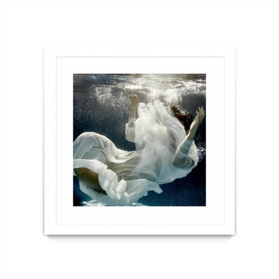 "Float 3" Matted and Framed White 30x30 Wall Art